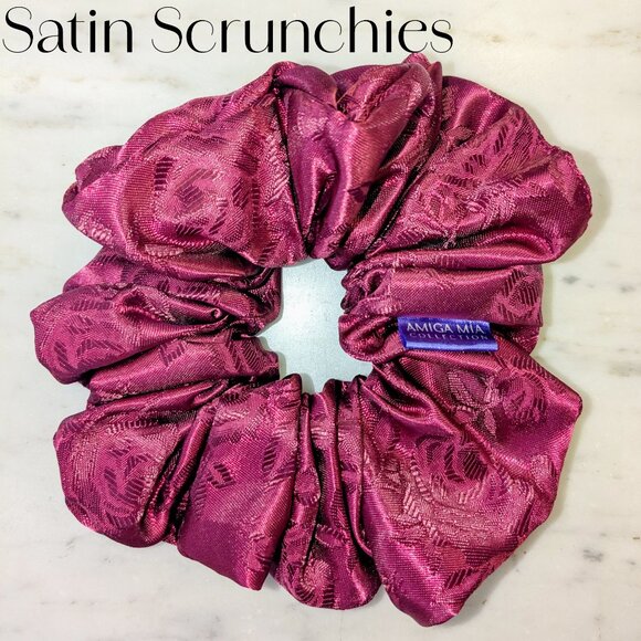 Amiga Mia large red satin scrunchie - hand crafted scrunchies - Picture 4 of 6
